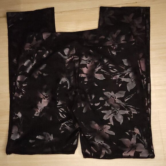 Soft Surroundings Petite Womens Elastic Waist Metallic Floral Sheen Pants 6P - Picture 2 of 7